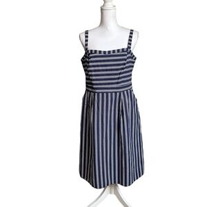 City Chic White Blue Stripes Adjustable Strap Midi Dress Size XS